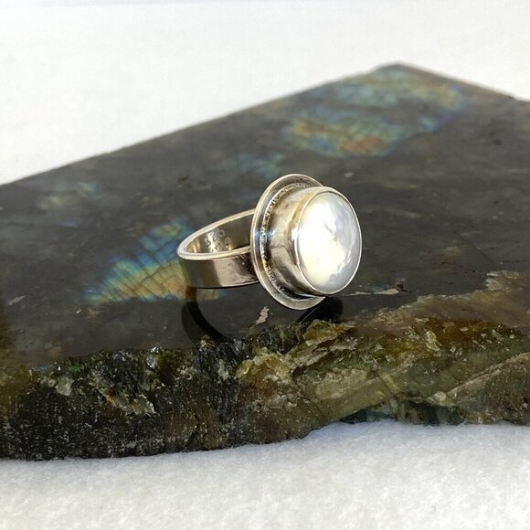 Sterling Silver 925 JLW Art Studio Jennifer Wagner Freshwater Pearl Ring Sz 7 - Picture 4 of 16